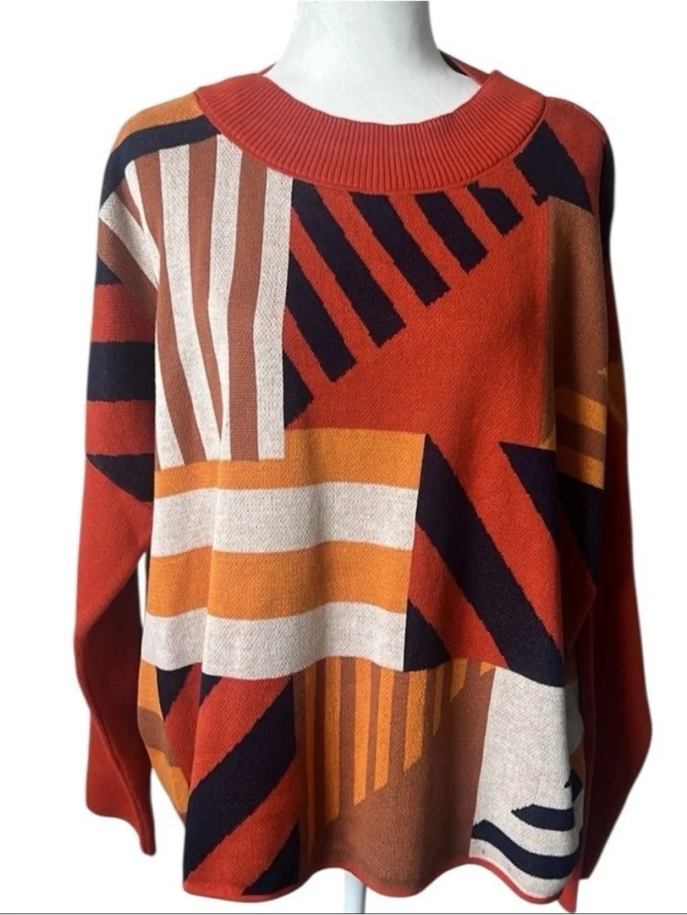 NWT SKFK Karle Organic Cotton Geometric Knit Sweater Boxy Pullover Size US 12